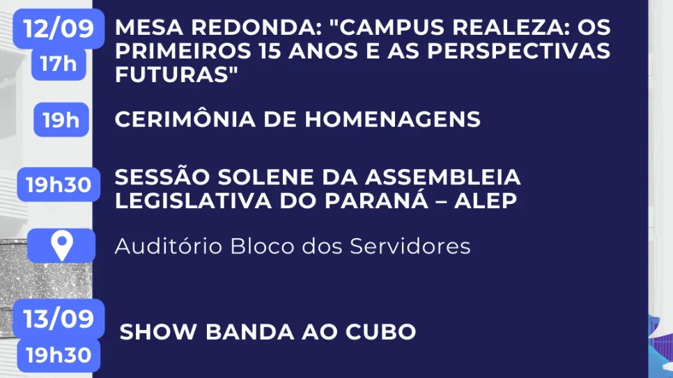 Campus Realeza recebe sessão solene da Assembleia Legislativa do Paraná em comemoração aos 15 anos da UFFS