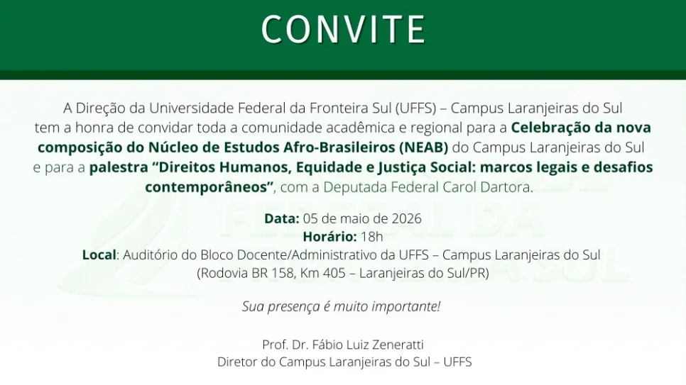 Palestra: “Direitos Humanos, Equidade e Justiça Social:  marcos legais e desafios contemporâneos” Palestrante: Carol Dartora - Deputada Federal