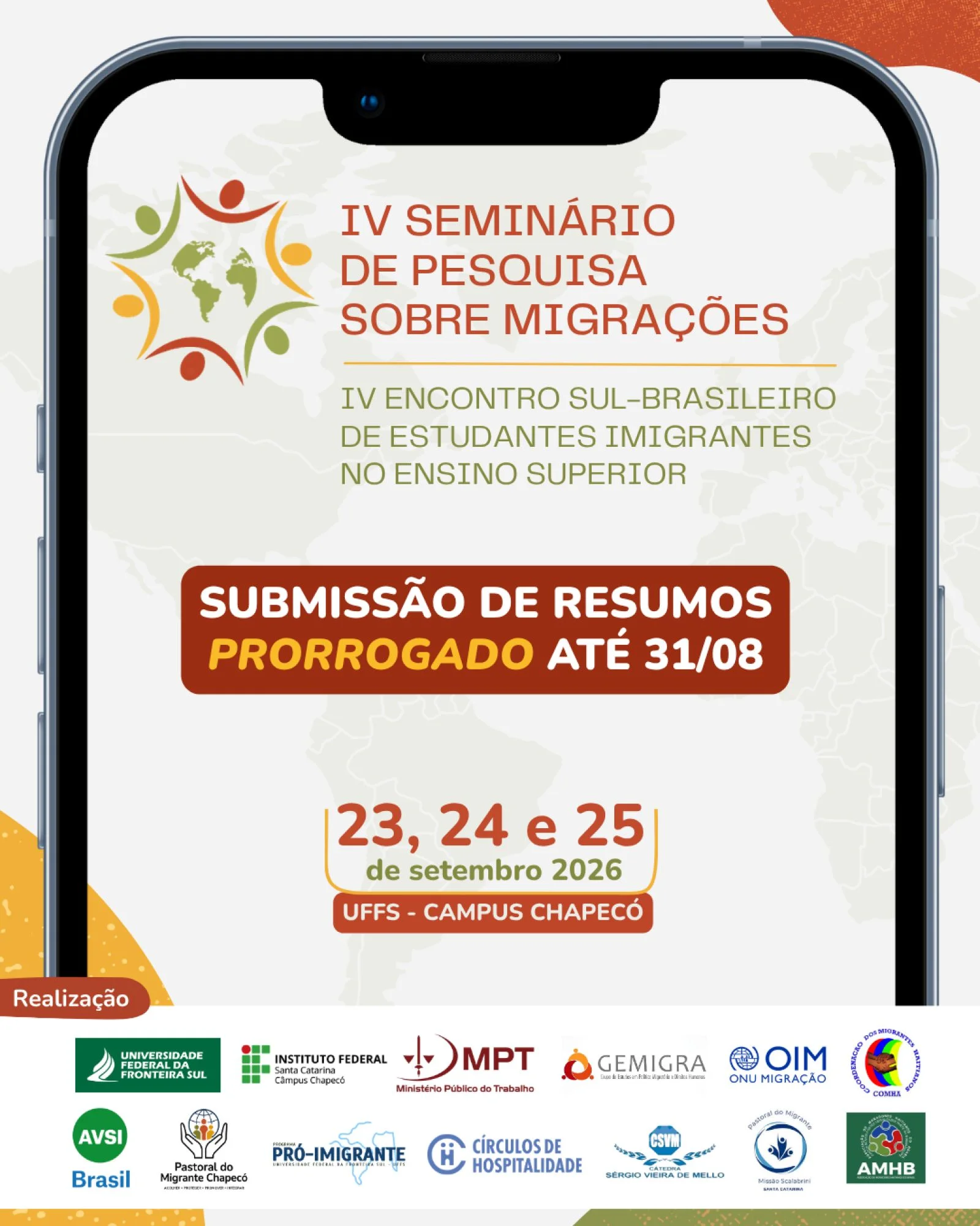 IV Seminário de pesquisa sobre migrações e IV Encontro Sulbrasileiro de estudantes imigrantes  no ensino superior: as redes de apoio e o acolhimento